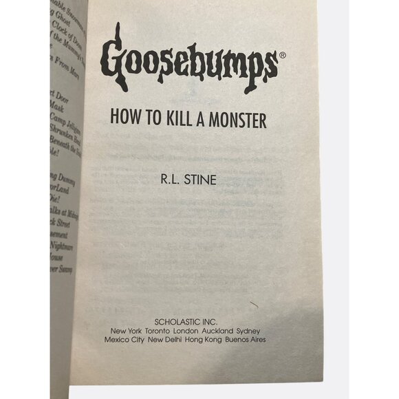 Goosebumps "How To Kill A Monster" By R.L. Stine Scholastic Inc. Paperback Book - Picture 6 of 9